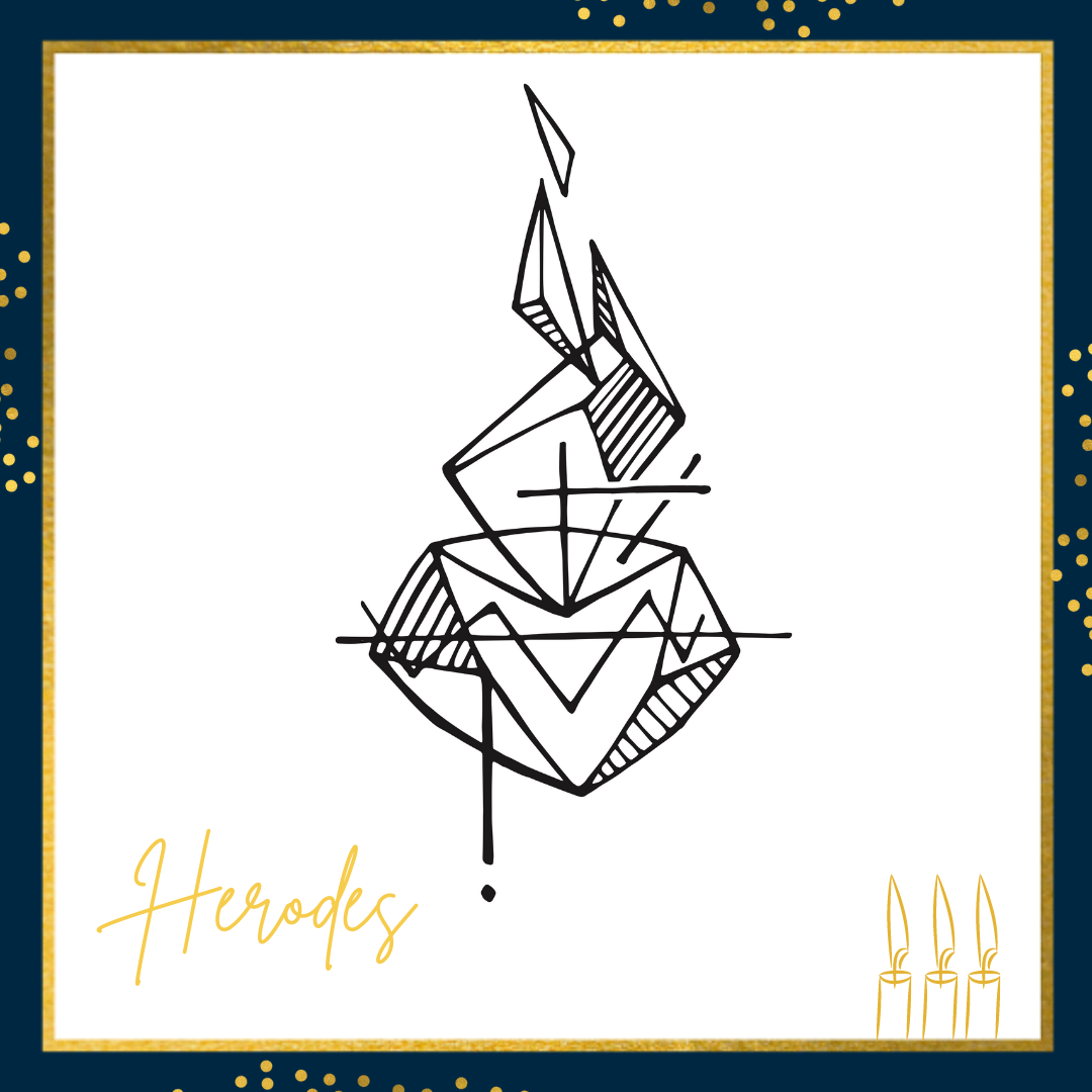 s/w Zeichnung von stilisiertem Herodes